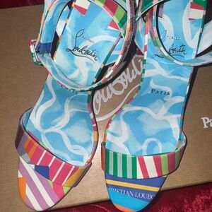 Christian Louboutin Red and Pink Wedges